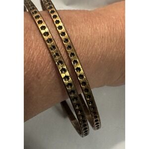 2 Copper Tone Etruscan Bangle Bracelet Boho Retro Steampunk Goth Neutral Fairy